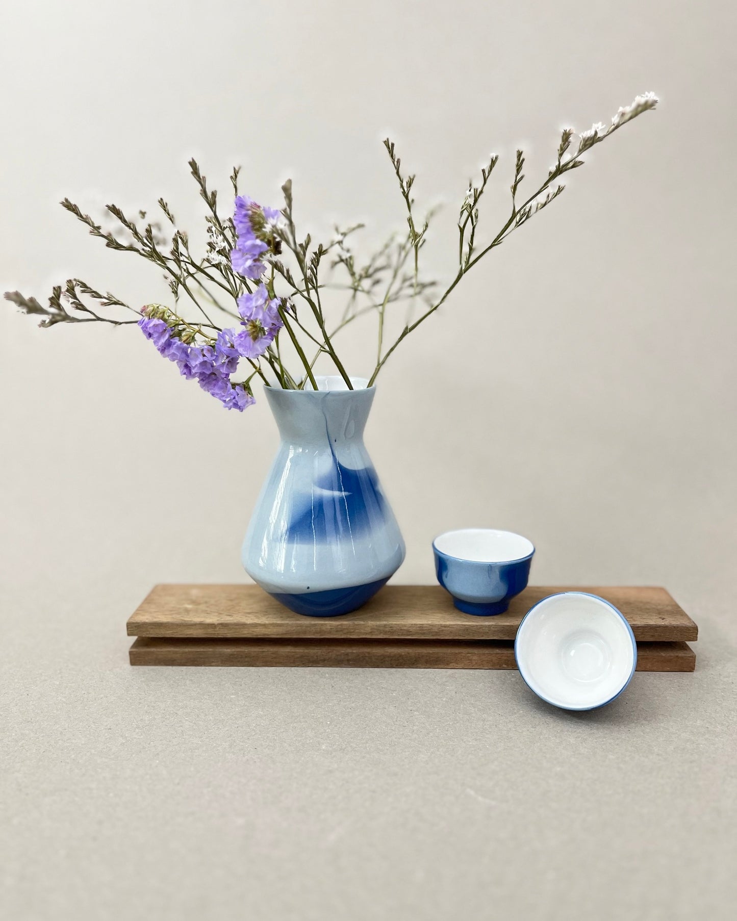 Set carafe à saké, « Doux breuvage » et ses deux verres bas