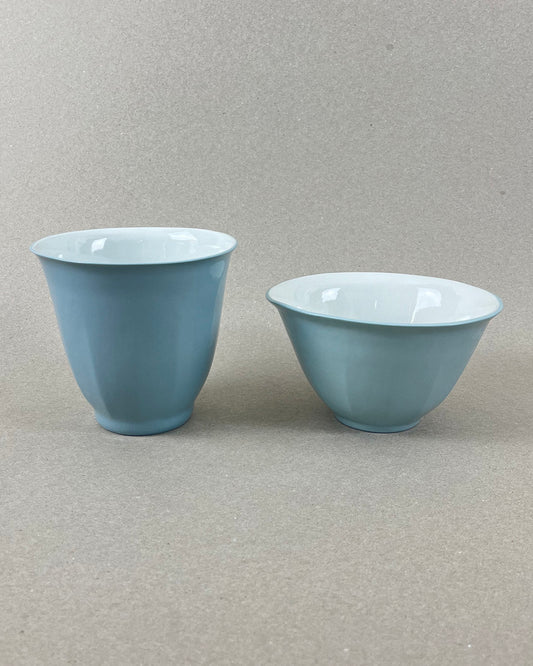 Bol à café au lait en porcelaine - "Matins éternels" - Vert de gris