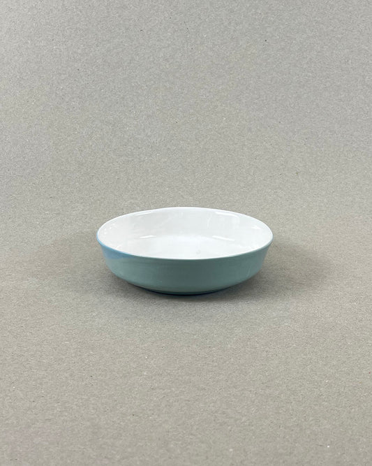 Coupelle en porcelaine - Vert de gris - Intérieur blanc