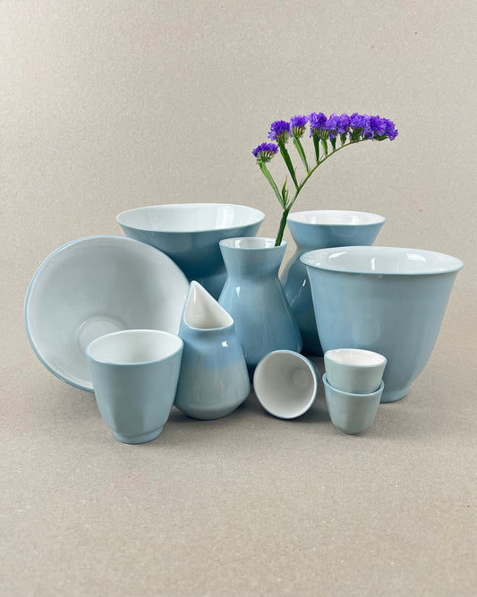 Coupelle en porcelaine - Vert de gris - Intérieur blanc