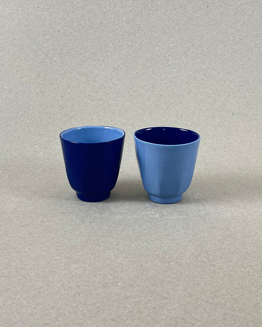 Petite tasse à café en porcelaine - "Matins éternels" - Bleu de Sèvres clair