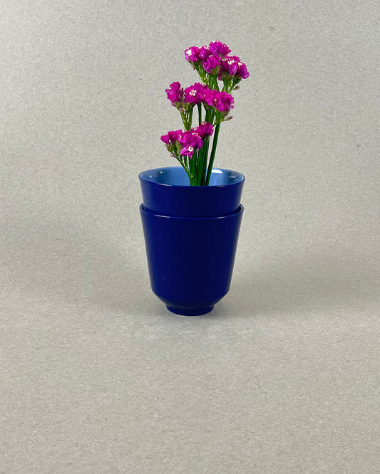 Tasse en porcelaine fait à la main - "Doux breuvage" - Bleu de Sèvres clair et foncé